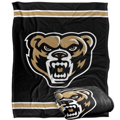 Oakland University Golden Grizzlies Blanket, 50"x60", Primary Logo Stripes, Silky Touch Super Soft Throw