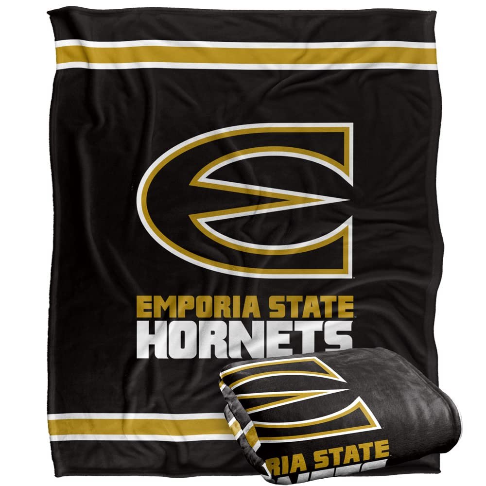 Emporia State University Hornets Blanket, 50"x60", Primary Logo Stripes, Silky Touch Super Soft Throw