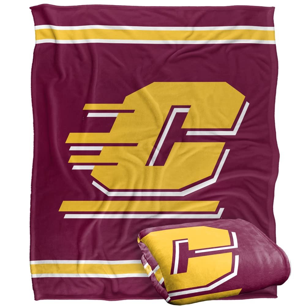 Central Michigan University Chippewas Blanket, 50"x60", Primary Logo Stripes, Silky Touch Super Soft Throw