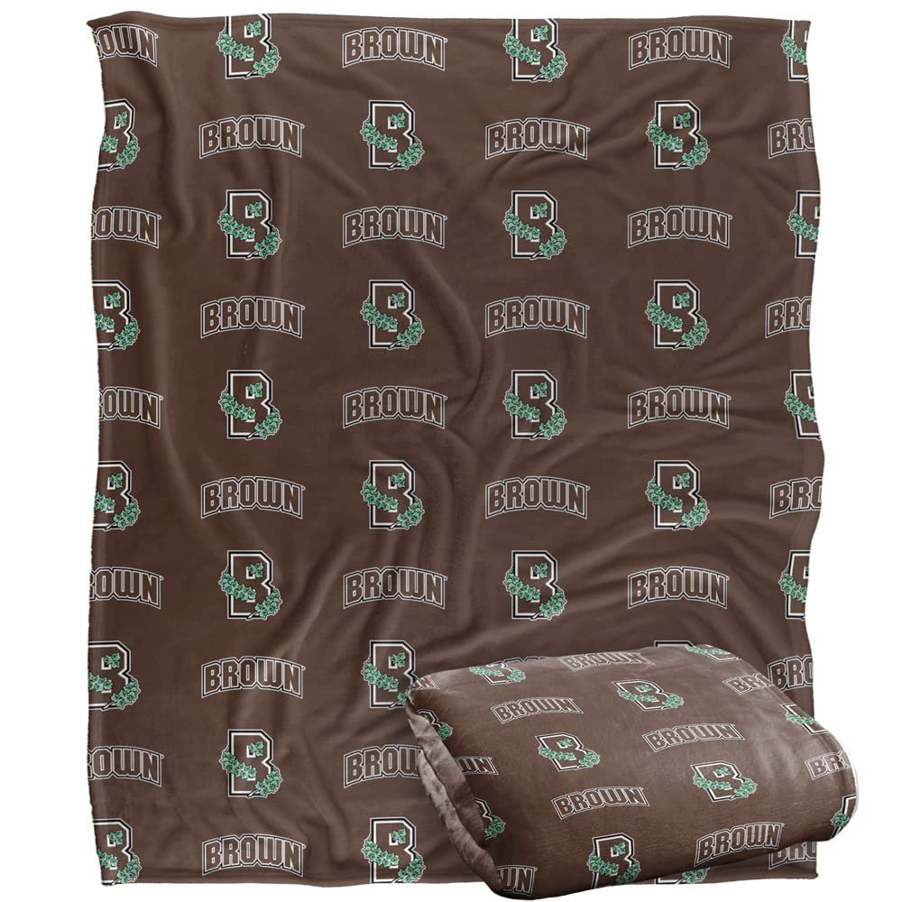 Brown University Bears Blanket, 50"x60", Logo Pattern, Silky Touch Super Soft Throw