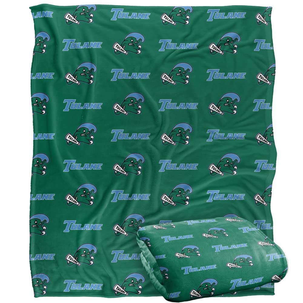 Tulane University Green Wave Blanket, 50"x60", Logo Pattern, Silky Touch Super Soft Throw