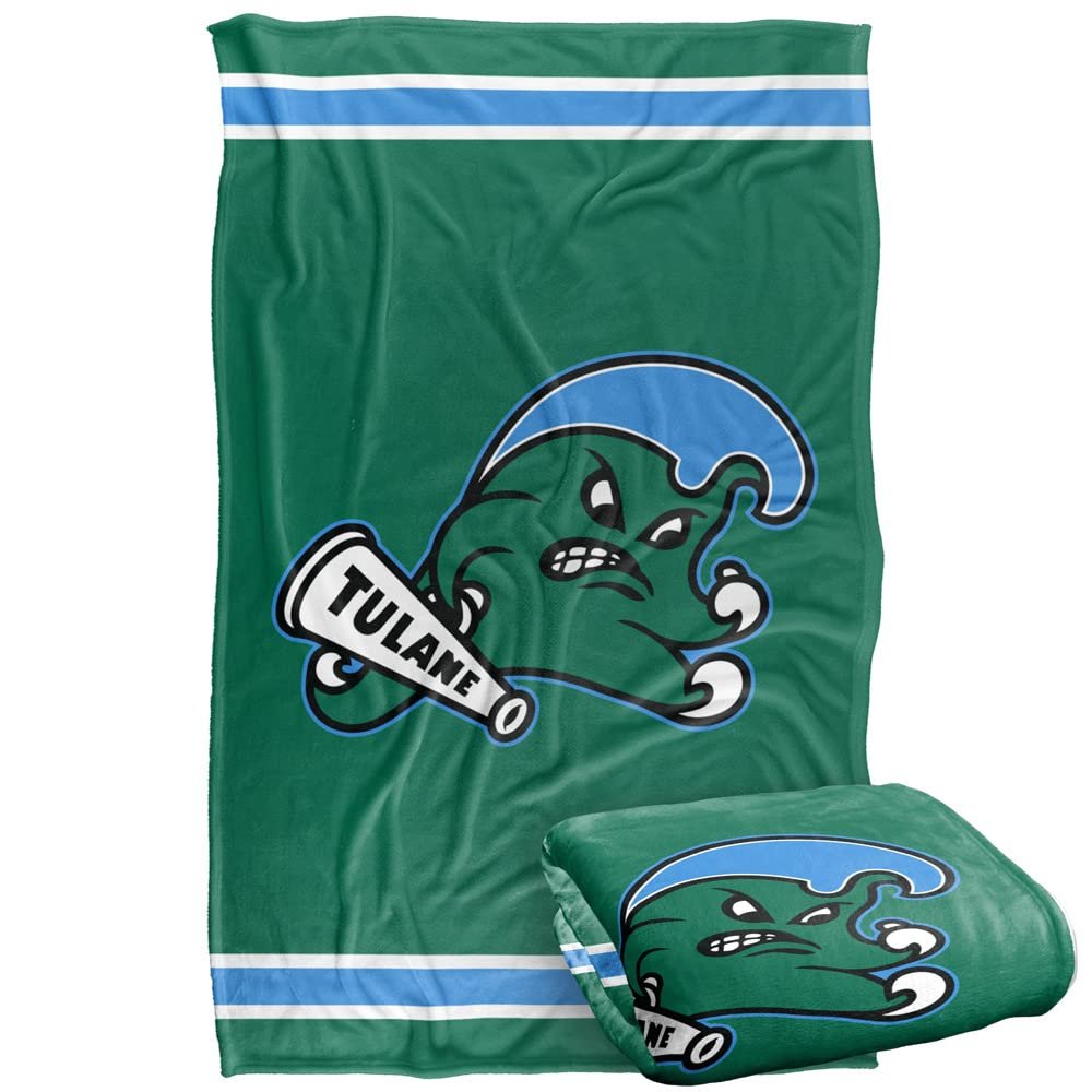 Tulane University Green Wave Blanket, 36"x58", Primary Logo Stripes, Silky Touch Super Soft Throw