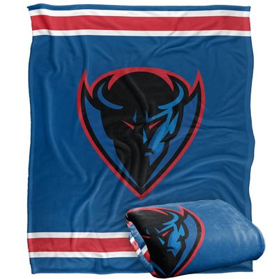 DePaul University Blue Demons Blanket, 50"x60", Primary Logo Stripes, Silky Touch Super Soft Throw