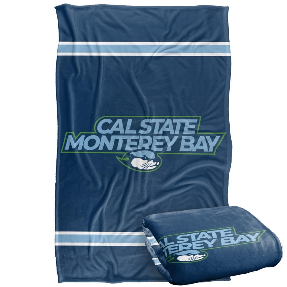 Cal State Monterey Bay Otters Blanket, 36"x58", Primary Logo Stripes, Silky Touch Super Soft Throw