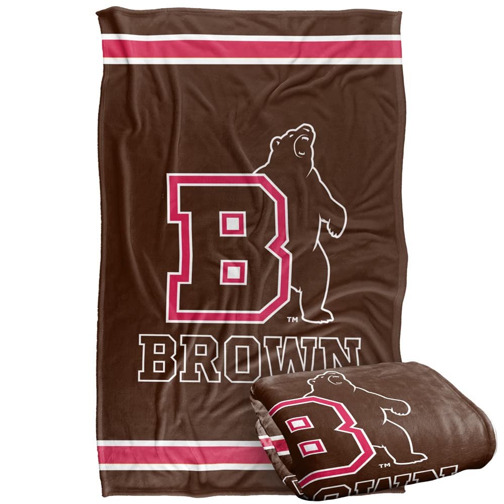 Brown University Bears Blanket, 36"x58", Primary Logo Stripes, Silky Touch Super Soft Throw