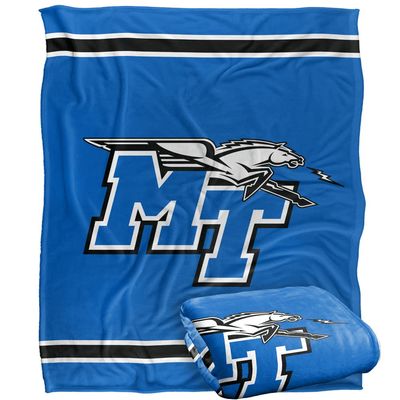 Middle Tennessee State University Blue Raiders Blanket, 50"x60", Primary Logo Stripes, Silky Touch Super Soft Throw