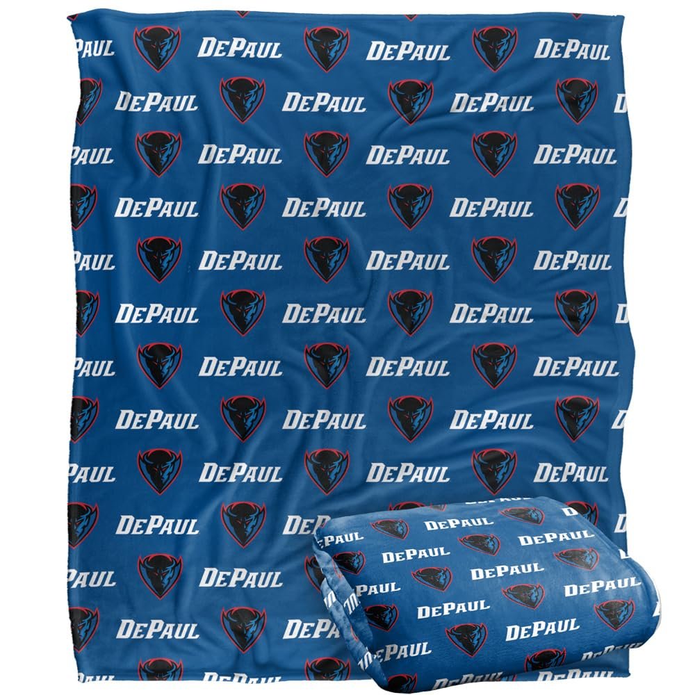 DePaul University Blue Demons Blanket, 50"x60", Logo Pattern, Silky Touch Super Soft Throw
