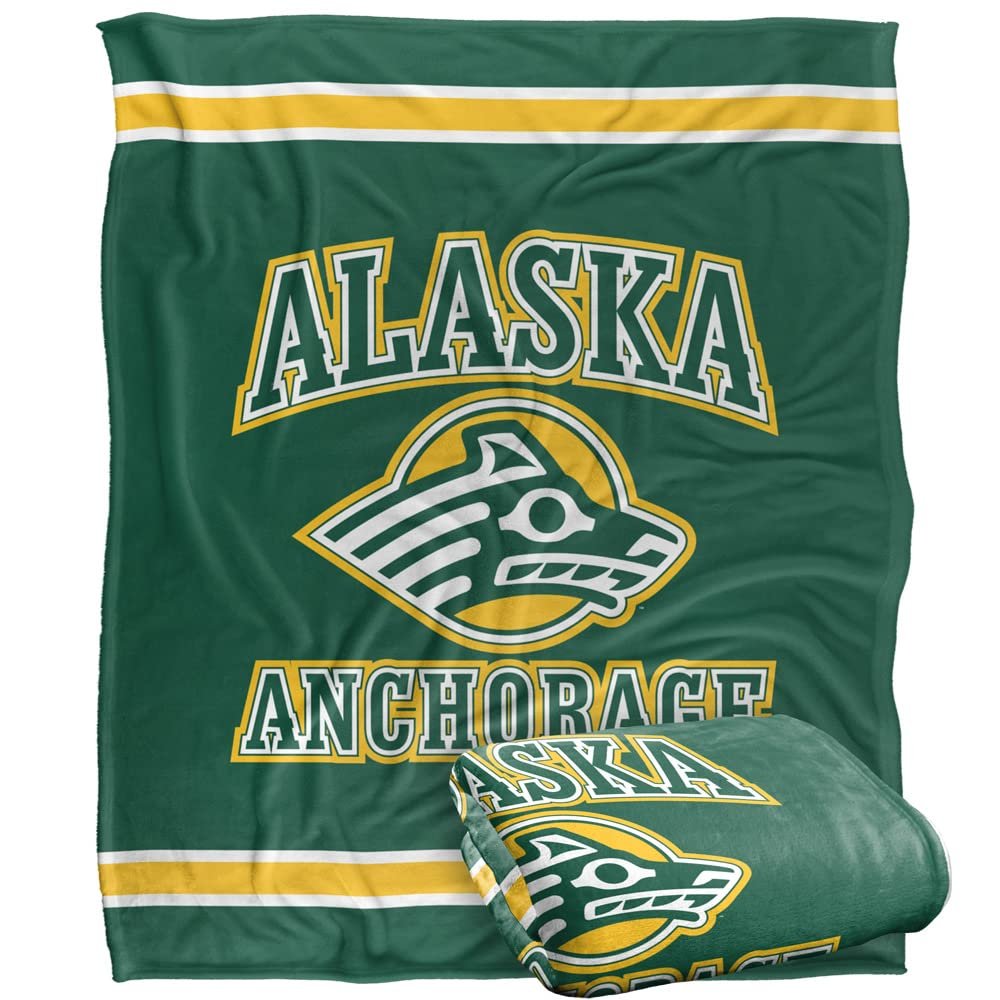 University of Alaska Anchorage Seawolves Blanket, 50"x60", Primary Logo Stripes, Silky Touch Super Soft Throw