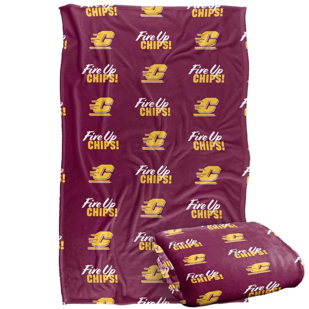 Central Michigan University Chippewas Blanket, 36"x58", Logo Pattern, Silky Touch Super Soft Throw