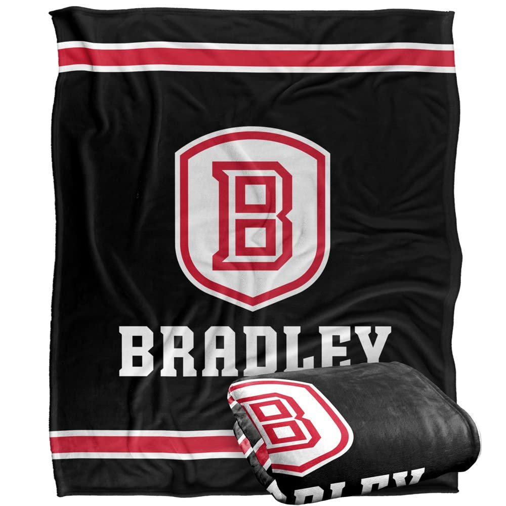 Bradley University Braves Blanket, 50"x60", Primary Logo Stripes, Silky Touch Super Soft Throw