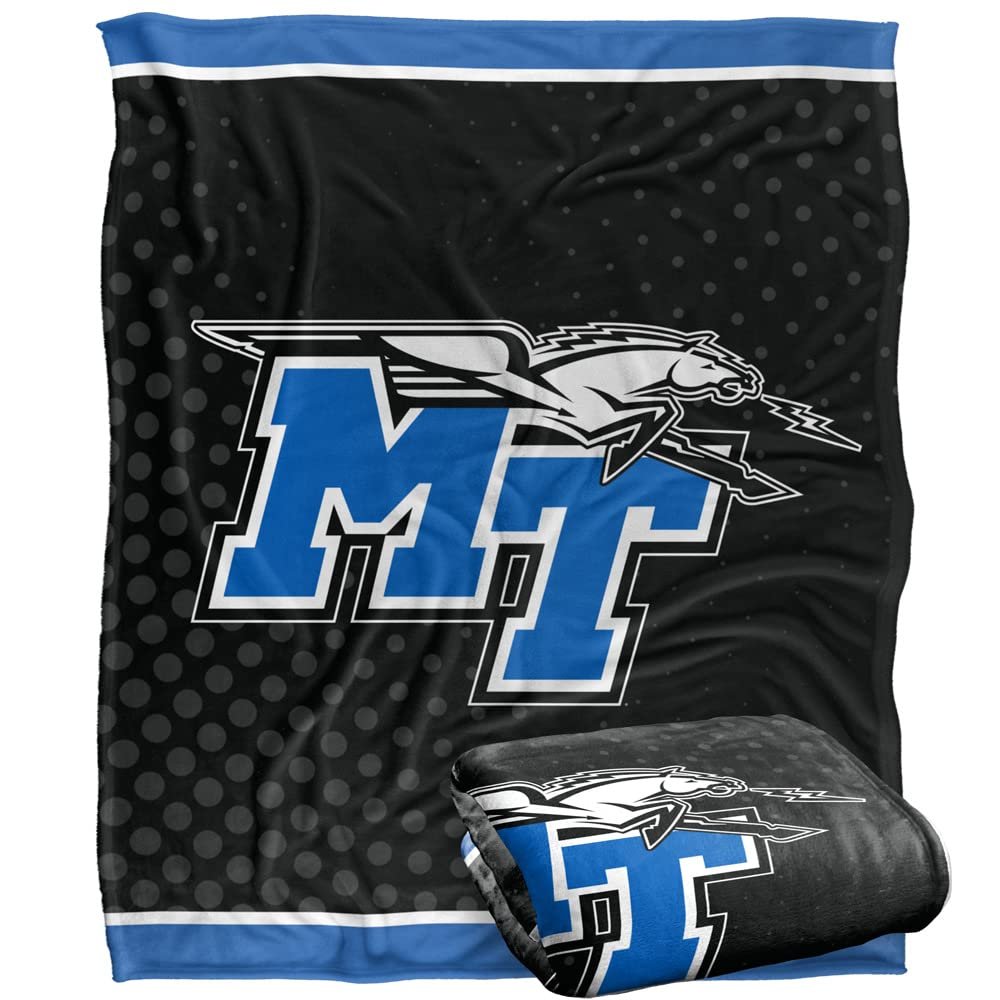 Middle Tennessee State University Blue Raiders Blanket, 50"x60", Logo Dots, Silky Touch Super Soft Throw