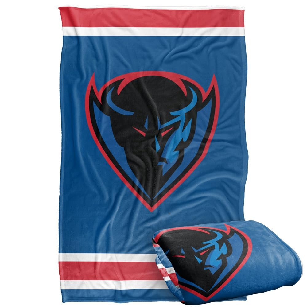 DePaul University Blue Demons Blanket, 36"x58", Primary Logo Stripes, Silky Touch Super Soft Throw
