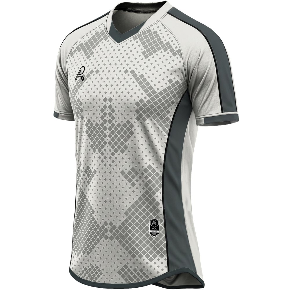 Arcarius Men's Pro Soccer Jersey  Moisture Wicking Match or Goalie Uniform (White/Gray, Small)