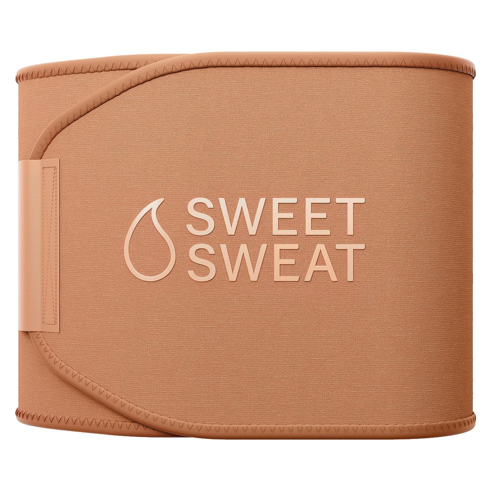 Sports Research Sweet Sweat Toned Waist Trimmer for Women and Men | Premium Waist Trainer Belt to 'Tone' your Stomach Area (Sand, Small)