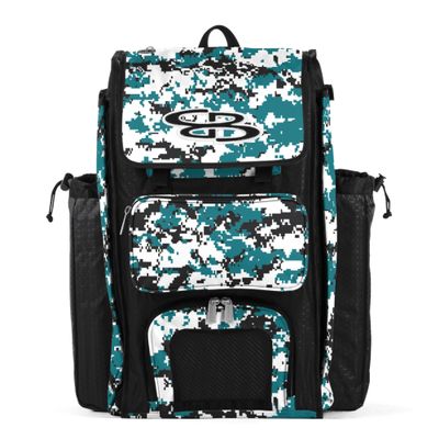 Boombah Catchers Superpack Bat Bag Digital Camo Black/Teal - 23-1/2" x 13-1/2" x 9-1/2" - Multiple Colors - Holds 4 Bats - Backpack Version (no Wheels)