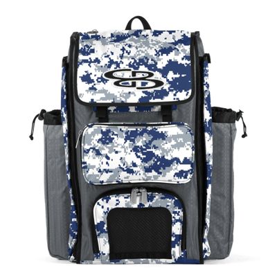 Boombah Catchers Superpack Bat Bag Digital Camo Gray/Royal Blue - 23-1/2" x 13-1/2" x 9-1/2" - Multiple Colors - Holds 4 Bats - Backpack Version (no Wheels)