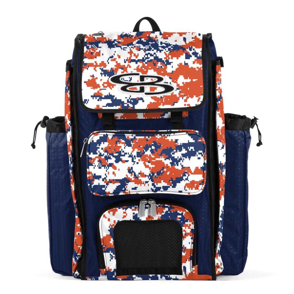 Boombah Catchers Superpack Bat Bag Digital Camo Royal/Orange - 23-1/2" x 13-1/2" x 9-1/2" - Multiple Colors - Holds 4 Bats - Backpack Version (no Wheels)
