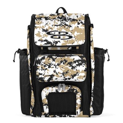 Boombah Catchers Superpack Bat Bag Digital Camo Black/Vegas Gold - 23-1/2" x 13-1/2" x 9-1/2" - Multiple Colors - Holds 4 Bats - Backpack Version (no Wheels)