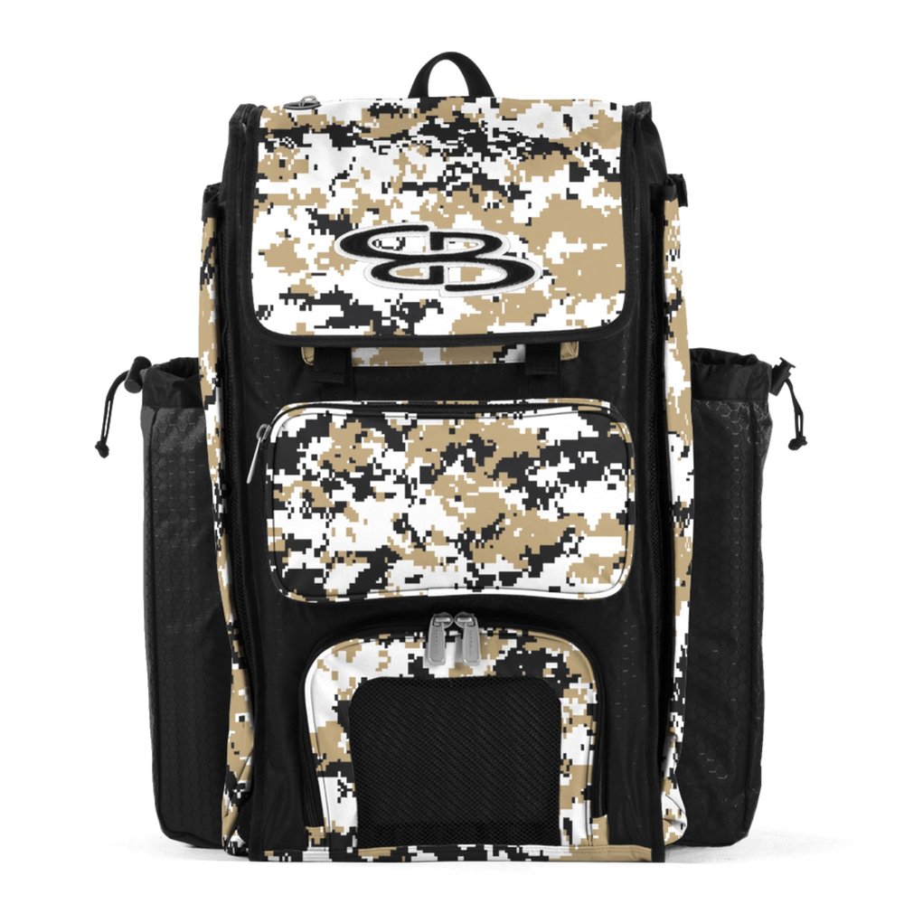 Boombah Catchers Superpack Bat Bag Digital Camo Black/Vegas Gold - 23-1/2" x 13-1/2" x 9-1/2" - Multiple Colors - Holds 4 Bats - Backpack Version (no Wheels)