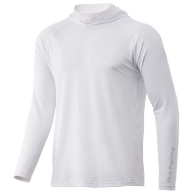 HUK Men's Standard A1A Hoodie | Quick-Dry Performance Sweatshirt +30 UPF, White, XX-Large