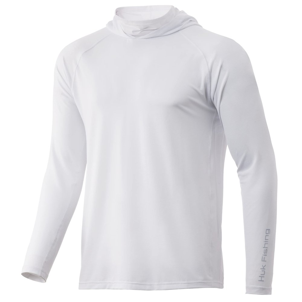 HUK Men's Standard A1A Hoodie | Quick-Dry Performance Sweatshirt +30 UPF, White, XX-Large