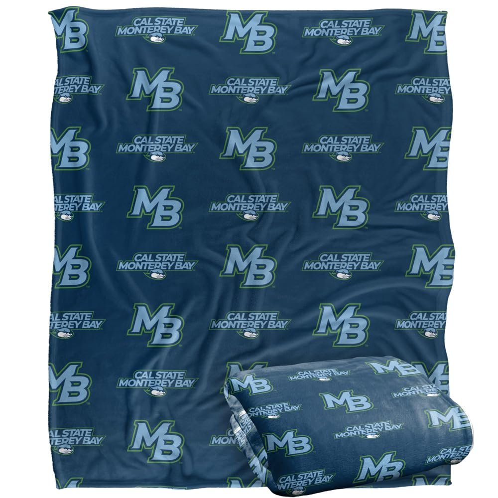 Cal State Monterey Bay Otters Blanket, 50"x60", Logo Pattern, Silky Touch Super Soft Throw