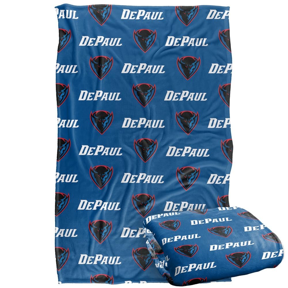 DePaul University Blue Demons Blanket, 36"x58", Logo Pattern, Silky Touch Super Soft Throw
