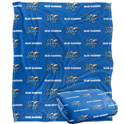 Middle Tennessee State University Blue Raiders Blanket, 50"x60", Logo Pattern, Silky Touch Super Soft Throw