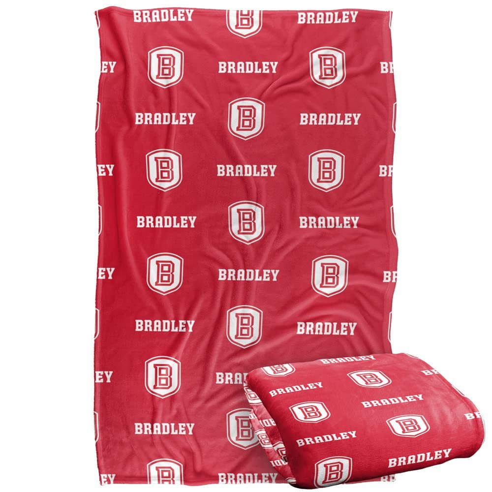 Bradley University Braves Blanket, 36"x58", Logo Pattern, Silky Touch Super Soft Throw