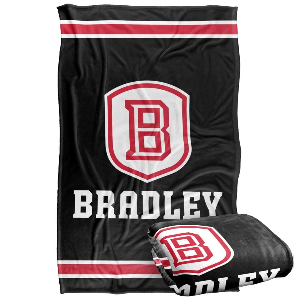 Bradley University Braves Blanket, 36"x58", Primary Logo Stripes, Silky Touch Super Soft Throw