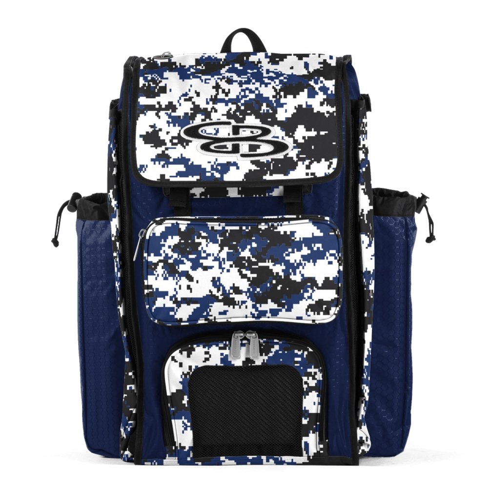 Boombah Catchers Superpack Bat Bag Digital Camo Royal/Black - 23-1/2" x 13-1/2" x 9-1/2" - Multiple Colors - Holds 4 Bats - Backpack Version (no Wheels)