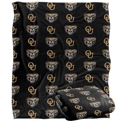 Oakland University Golden Grizzlies Blanket, 50"x60", Logo Pattern, Silky Touch Super Soft Throw