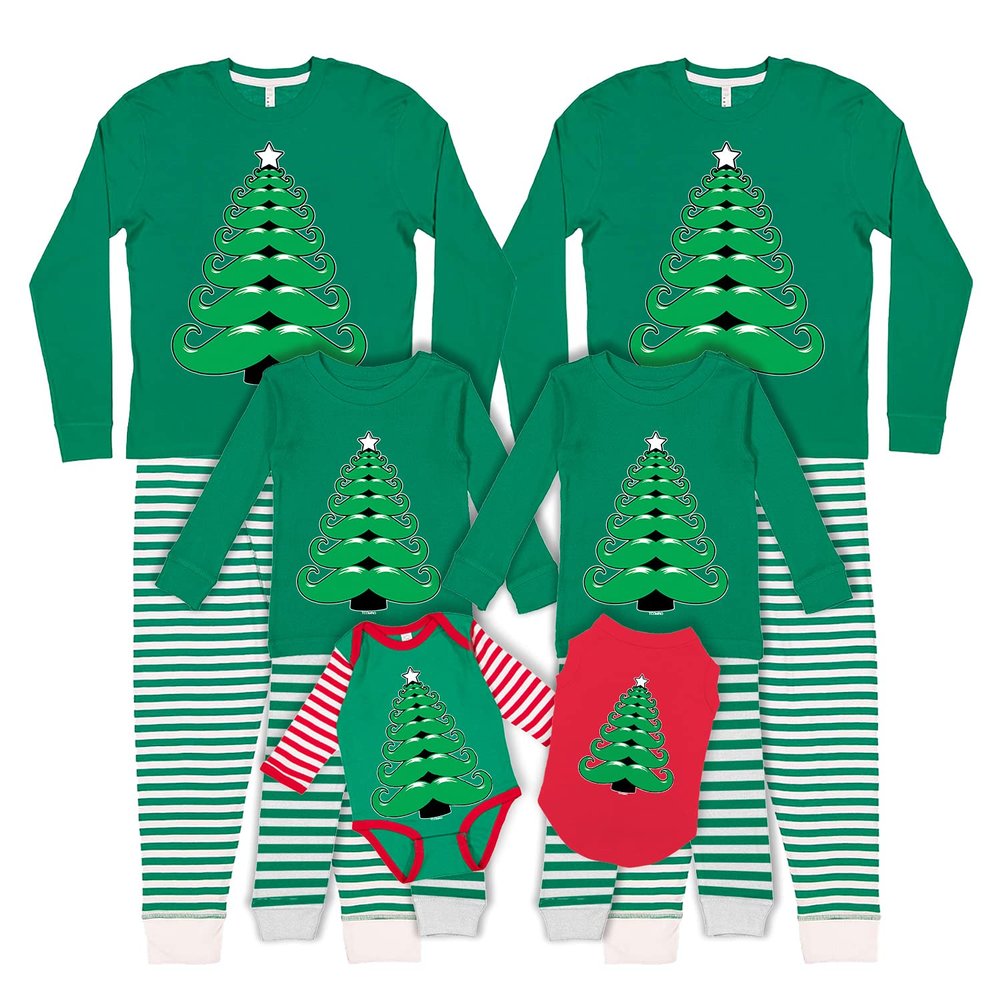 Mustache Christmas Tree Dog Shirt Christmas Outfit (X-Small, Red)