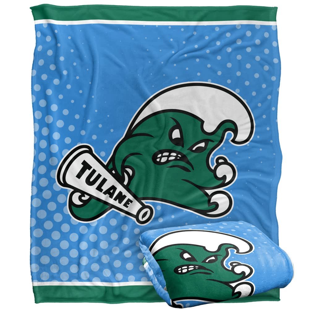 Tulane University Green Wave Blanket, 50"x60", Logo Dots, Silky Touch Super Soft Throw