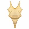 Yihuimin Womens Shiny Metallic High Cut Swimsuits One Piece Bikini Monokini Swimwear Bathing Suit Gold X-Large view 4