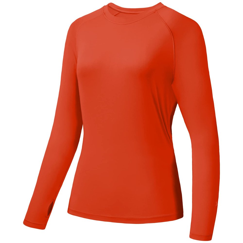 BASSDASH Womens UPF 50+ UV Sun Protection T-Shirt Long Sleeve Fishing Hiking Performance Shirts Orange