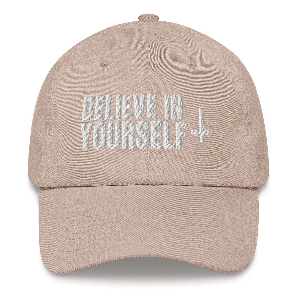 Believe in Yourself Atheist Atheism Satanist Embroidered Dad Hat Adjustable Cotton Cap Stone