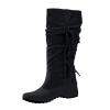 Women's Snow Boots Knee High Fashion Solid Pointed Toe Strap Tassel Keep Warm Slip on Long Boots Winter Comfortable Non-slip Outdoor Boots Shoes view 1