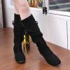 Women's Snow Boots Knee High Fashion Solid Pointed Toe Strap Tassel Keep Warm Slip on Long Boots Winter Comfortable Non-slip Outdoor Boots Shoes view 2