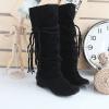 Women's Snow Boots Knee High Fashion Solid Pointed Toe Strap Tassel Keep Warm Slip on Long Boots Winter Comfortable Non-slip Outdoor Boots Shoes view 3