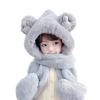 Kids Winter Hat Scarf Mittens 3 in 1 Faux Fur Hat Hooded Scarf Earflap Cap Neck Warmer Fuzzy Hoodie Ski Snow Cap Gloves Set view 1