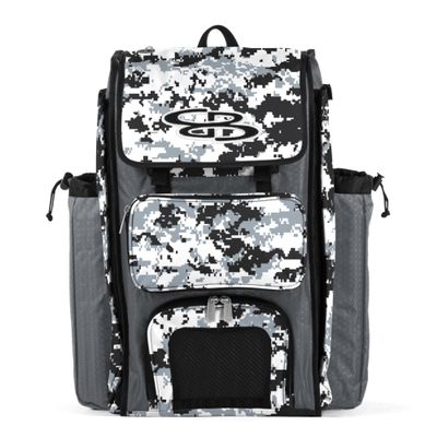Boombah Catchers Superpack Bat Bag Digital Camo Gray/Black - 23-1/2" x 13-1/2" x 9-1/2" - Multiple Colors - Holds 4 Bats - Backpack Version (no Wheels)