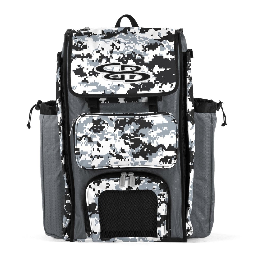 Boombah Catchers Superpack Bat Bag Digital Camo Gray/Black - 23-1/2" x 13-1/2" x 9-1/2" - Multiple Colors - Holds 4 Bats - Backpack Version (no Wheels)