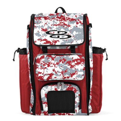 Boombah Catchers Superpack Bat Bag Digital Camo Red/Gray - 23-1/2" x 13-1/2" x 9-1/2" - Multiple Colors - Holds 4 Bats - Backpack Version (no Wheels)
