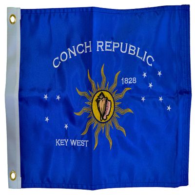 12" x 18" Conch Republic Boat/Bike/RV/Golf Cart Double-Sided Embroidered Flags from Key West, Florida