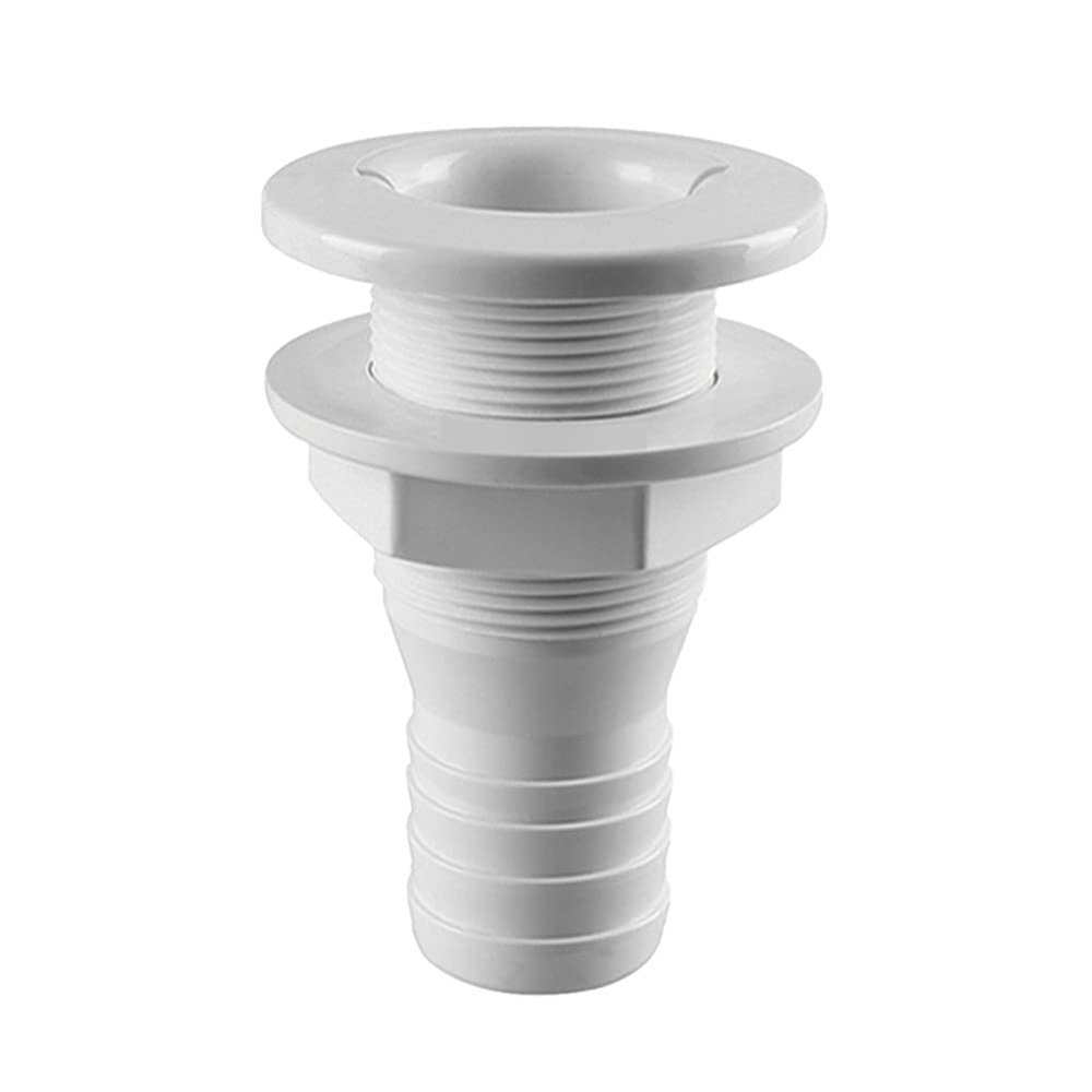 ihreesy 3/4 Inch Thru-Hull Connector,ABS Plastic Straight Thru-Hull Connector Fitting Boat Transom Drain Tube White Thru Hull Fittings Boat Drain Pipe Accessories