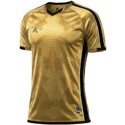 Arcarius Men's Pro Soccer Jersey Moisture Wicking Match or Goalie Uniform (Gold/Black, Large)