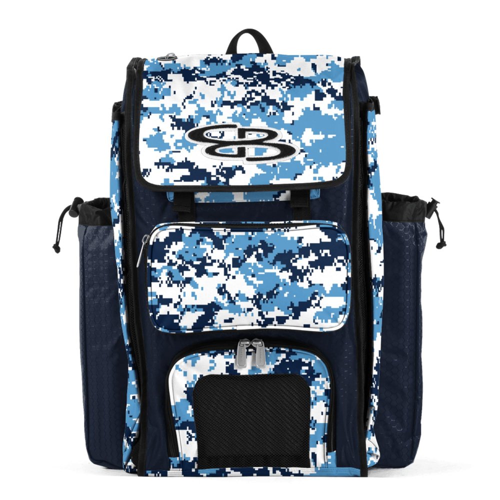 Boombah Catchers Superpack Bat Bag Digital Camo Navy/Columbia - 23-1/2" x 13-1/2" x 9-1/2" - Multiple Colors - Holds 4 Bats - Backpack Version (no Wheels)