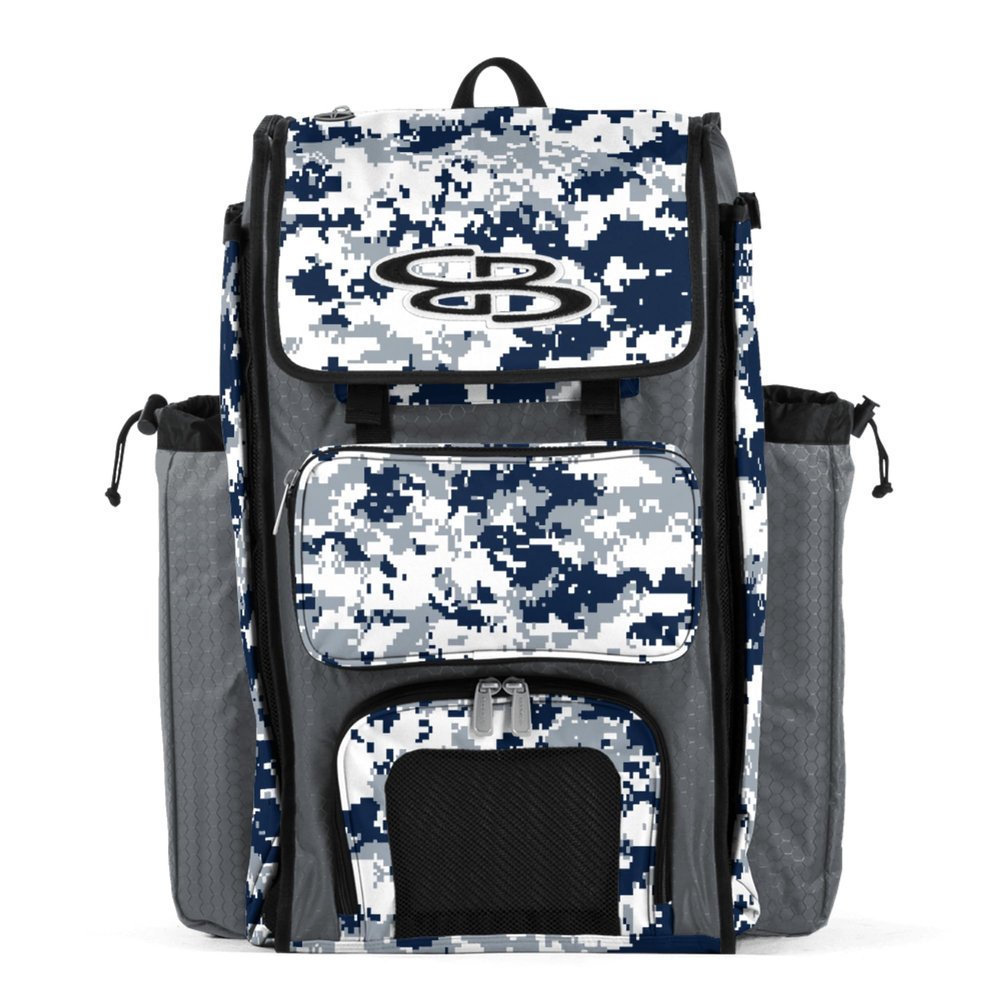 Boombah Catchers Superpack Bat Bag Digital Camo Gray/Navy - 23-1/2" x 13-1/2" x 9-1/2" - Multiple Colors - Holds 4 Bats - Backpack Version (no Wheels)