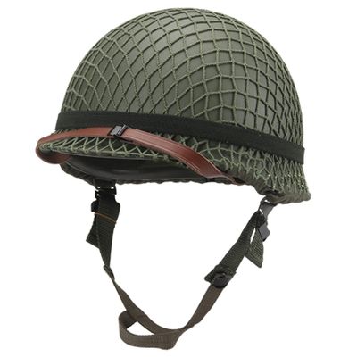 SYLPHID Outdoor Green WW2 US M1 Helmet Steel Field with Net Cover cat Eye Belt